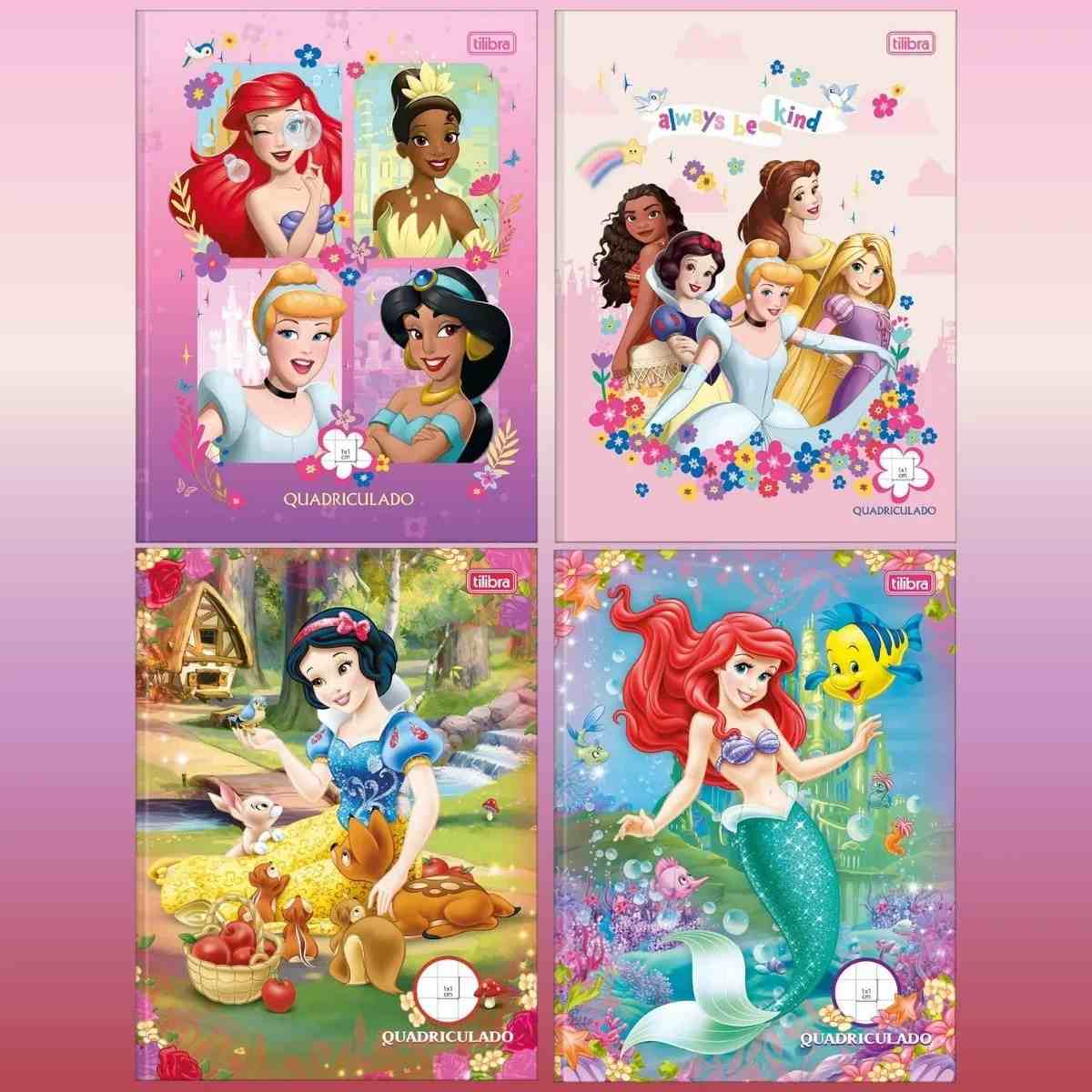 CADERNO QUADRICULADO 1X1 PRINCESAS